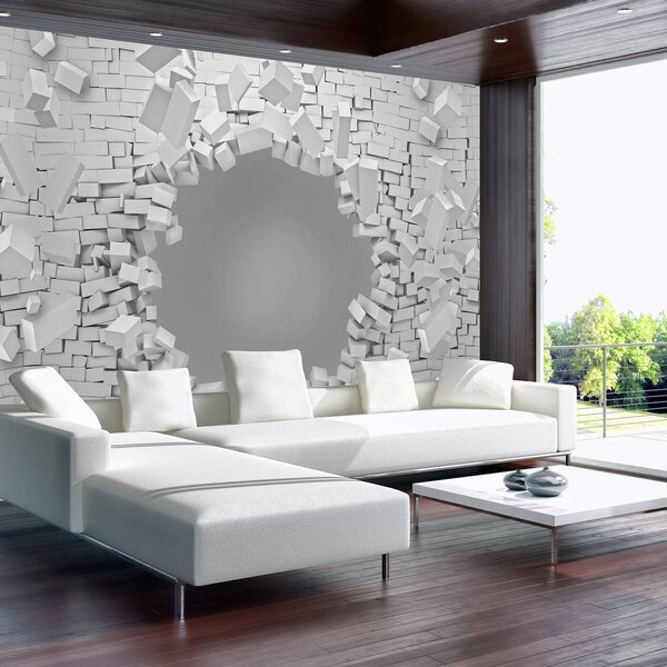 Foto tapeta - 3D eksplozija zida od opeke (152,5x104 cm)