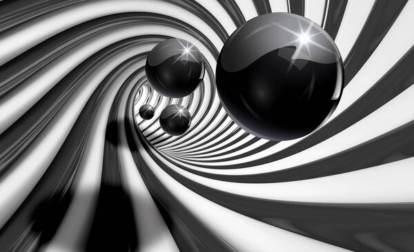 Foto tapeta - 3D crno-bijeli tunel (152,5x104 cm)