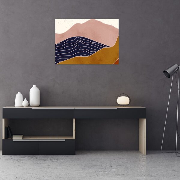 Staklena slika - Sonce nad gorami (70x50 cm)