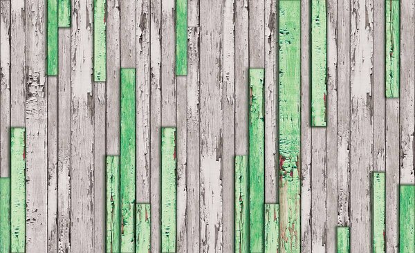 Foto tapeta - Sive i zelene poderane daske (152,5x104 cm)