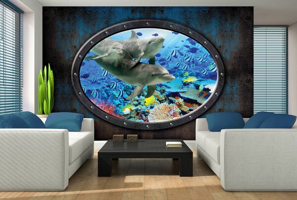 Foto tapeta - Dupini u akvariju (152,5x104 cm)