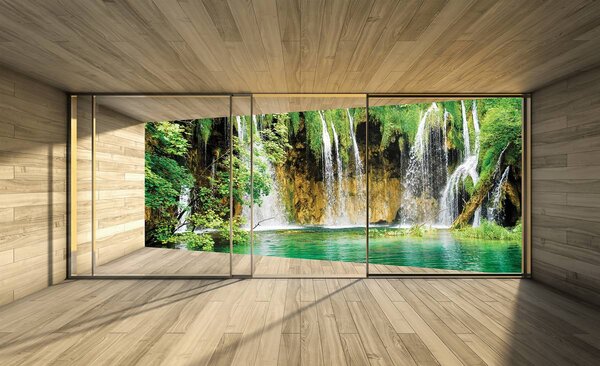 Foto tapeta - Pogled na terasu sa slapom (152,5x104 cm)
