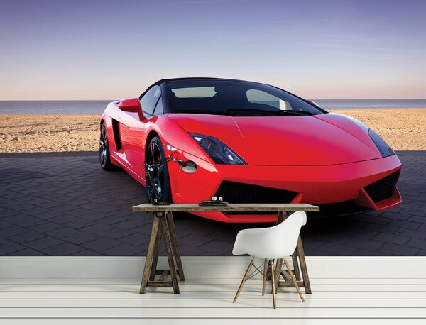 Foto tapeta - Crveni automobil (152,5x104 cm)