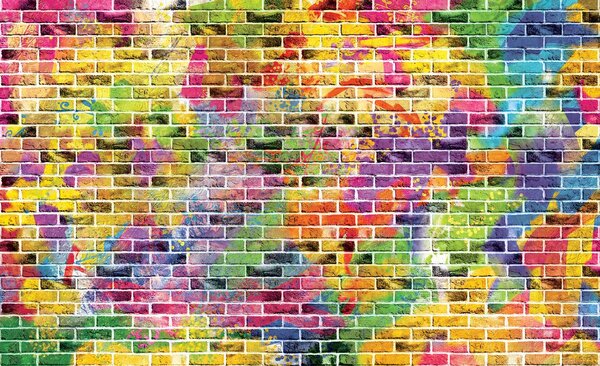 Foto tapeta - Grafiti - cigle u boji (152,5x104 cm)