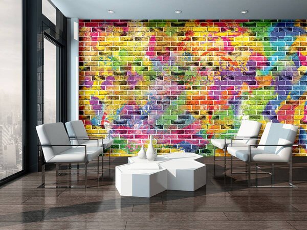 Foto tapeta - Grafiti - cigle u boji (152,5x104 cm)