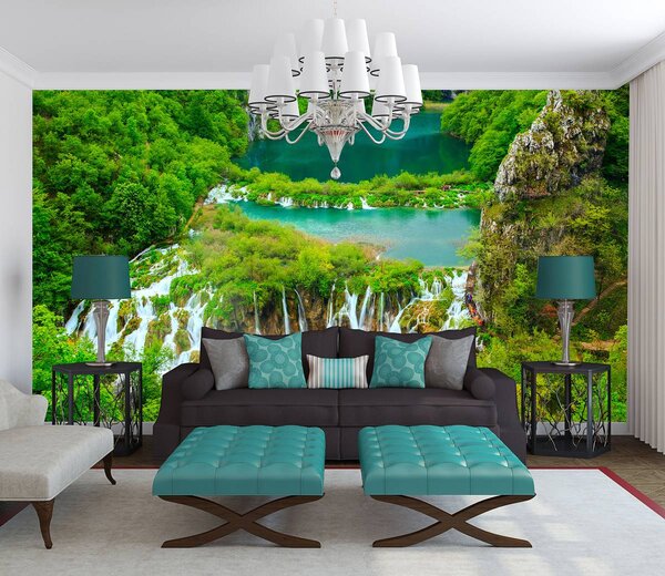 Foto tapeta - Slap okružen zelenilom (152,5x104 cm)