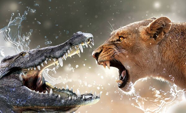 Foto tapeta - Aligator i grabežljivac (152,5x104 cm)