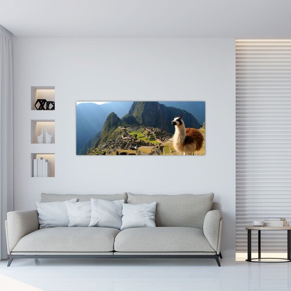 Slika - Lama i Machu Picchu (120x50 cm)