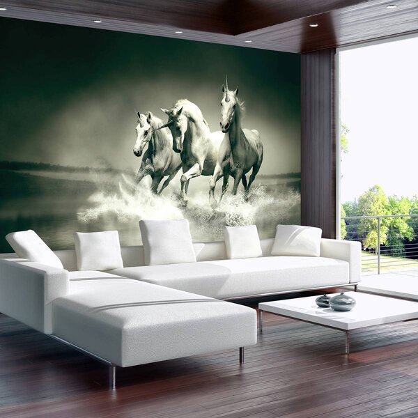 Foto tapeta - Jednorozi galopiraju po vodi (152,5x104 cm)