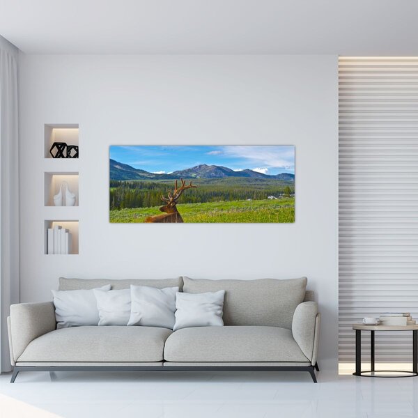 Slika - Jelen na livadi (120x50 cm)