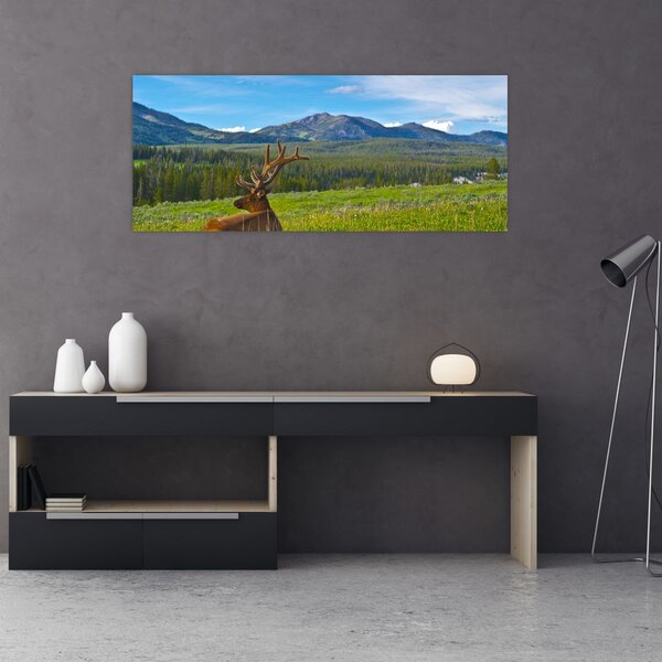 Slika - Jelen na livadi (120x50 cm)