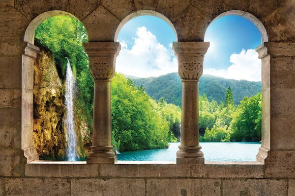 Foto tapeta - Pogled na stupove slapa (152,5x104 cm)
