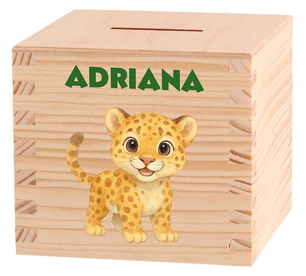ATMOWOOD Drvena kasica za djecu - Američka džungla Odaberite jednu od životinja: Jaguar
