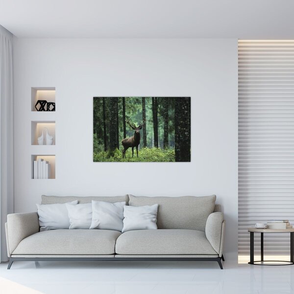 Slika - Jelen u dubokoj šumi (90x60 cm)