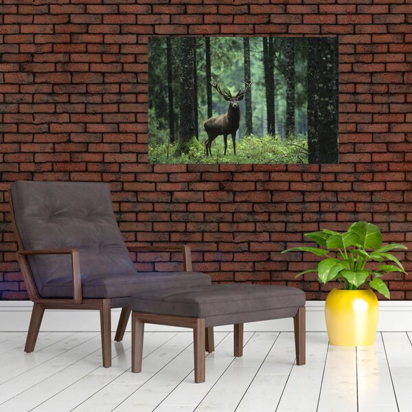 Slika - Jelen u dubokoj šumi (90x60 cm)