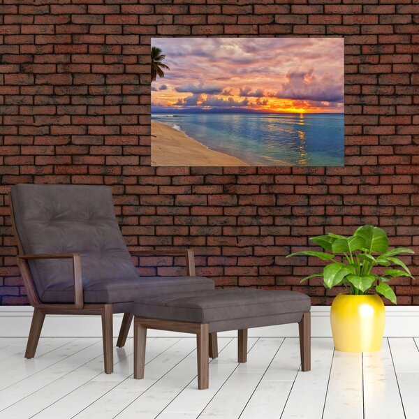 Slika - Zalazak sunca na plaži (90x60 cm)