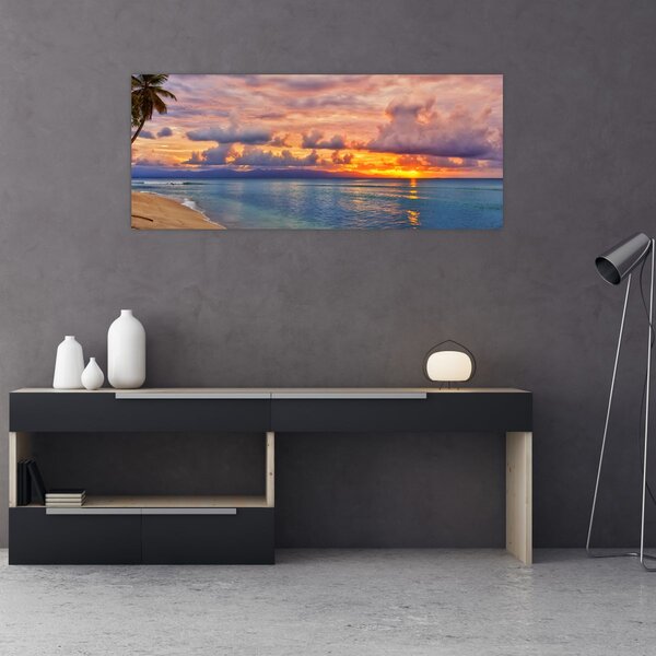 Slika - Zalazak sunca na plaži (120x50 cm)