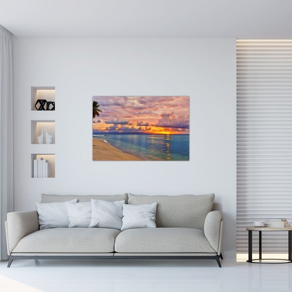 Slika - Zalazak sunca na plaži (90x60 cm)