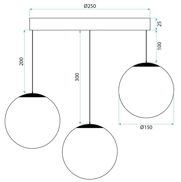 Lampa Viseća APP1815-3CPR BLACK