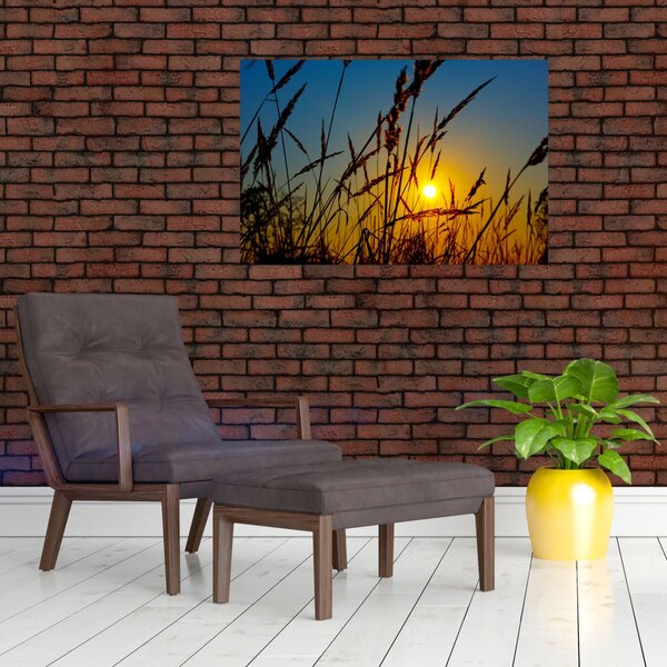 Slika - Zalazak sunca na livadi (90x60 cm)