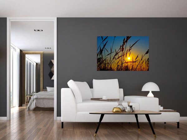 Slika - Zalazak sunca na livadi (90x60 cm)