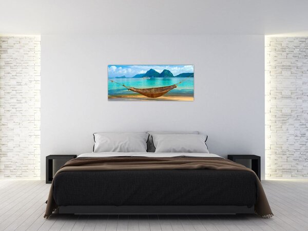 Slika viseće mreže na plaži 3 (120x50 cm)