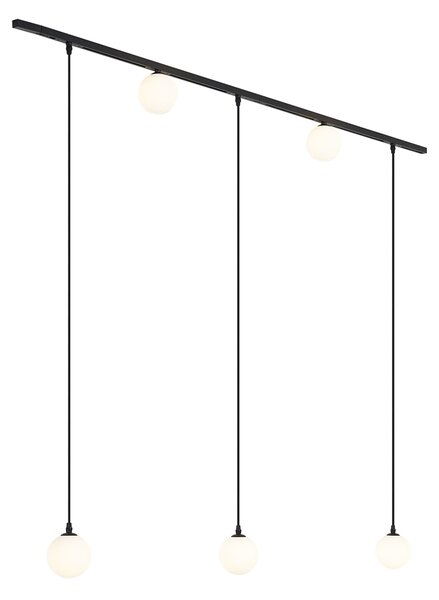 Moderni sustav tračnica crni s 2 reflektora i 3 viseće svjetiljke 1-fazni - Slimline Eira