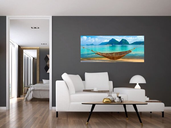 Slika viseće mreže na plaži 3 (120x50 cm)