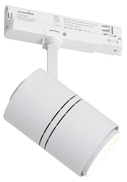 Moderni reflektor za tračnice bijeli za 3-faznu tračnicu uklj. LED - 3-Phase Ruler