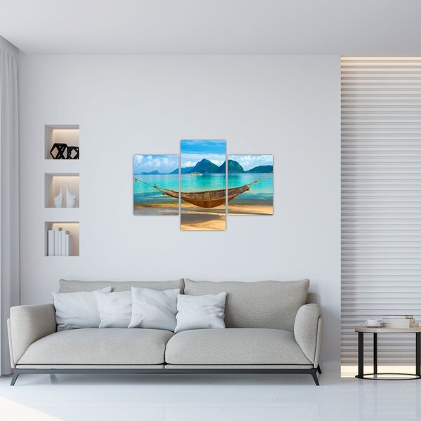 Slika viseće mreže na plaži 3 (90x60 cm)