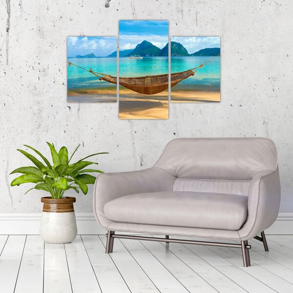 Slika viseće mreže na plaži 3 (90x60 cm)