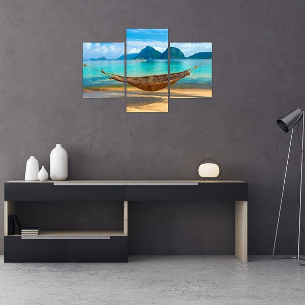 Slika viseće mreže na plaži 3 (90x60 cm)