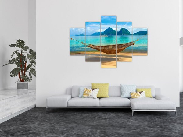 Slika viseće mreže na plaži 3 (150x105 cm)