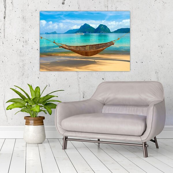Slika viseće mreže na plaži 3 (90x60 cm)