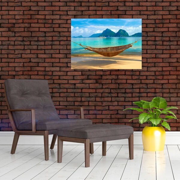 Slika viseće mreže na plaži 3 (70x50 cm)