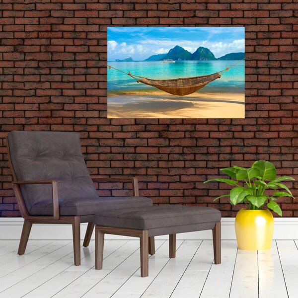 Slika viseće mreže na plaži 3 (90x60 cm)
