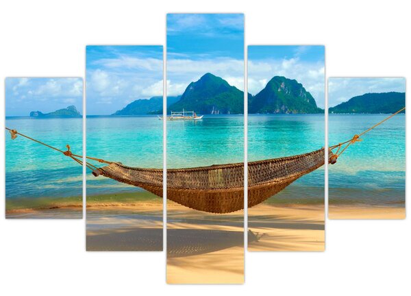Slika viseće mreže na plaži 3 (150x105 cm)