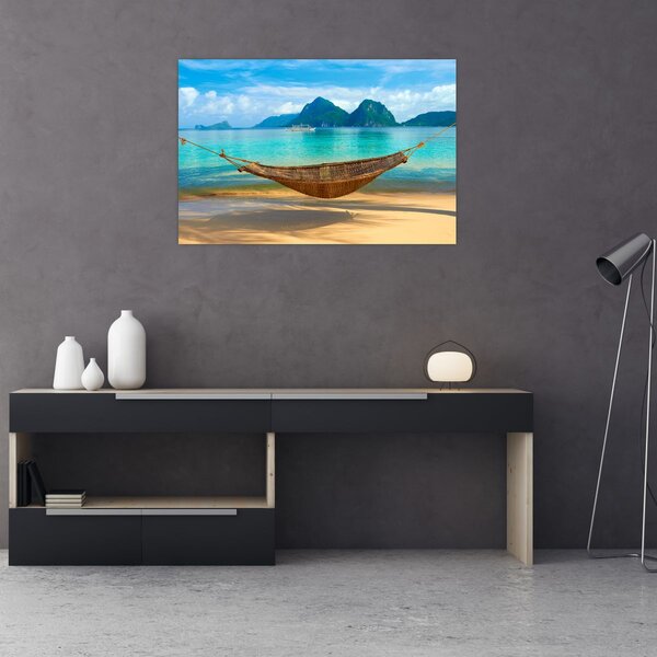 Slika viseće mreže na plaži 3 (90x60 cm)
