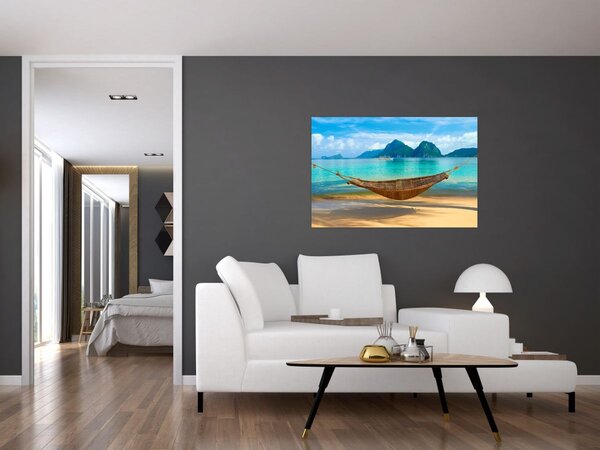 Slika viseće mreže na plaži 3 (90x60 cm)