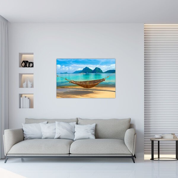 Slika viseće mreže na plaži 3 (90x60 cm)