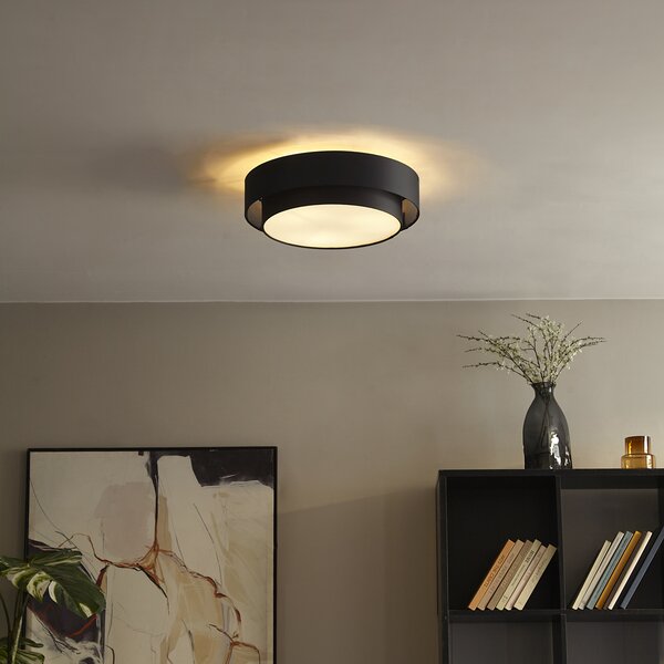 Moderna stropna svjetiljka crna 50 cm 3-svjetla - Drum Duo