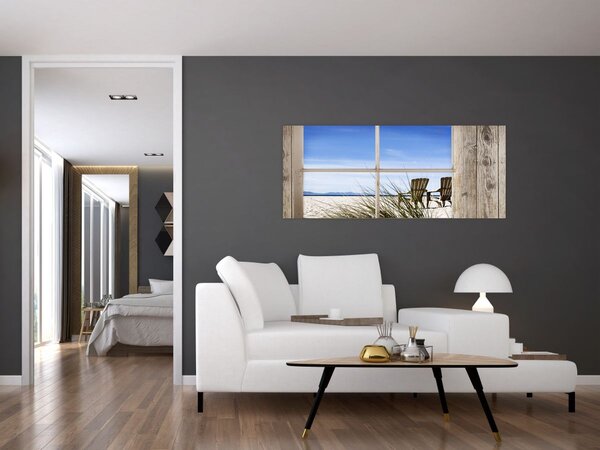 Slika - Prozor s pogledom na plažu (120x50 cm)