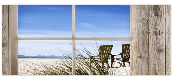 Slika - Prozor s pogledom na plažu (120x50 cm)