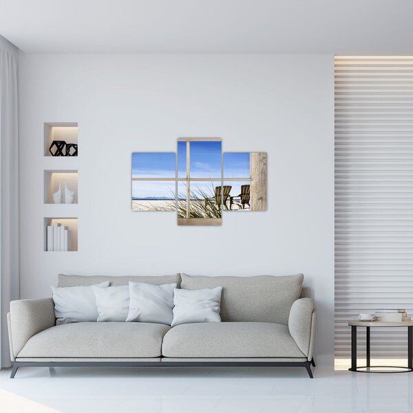 Slika - Prozor s pogledom na plažu (90x60 cm)