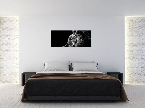 Slika - Lav, crno-bijeli (120x50 cm)