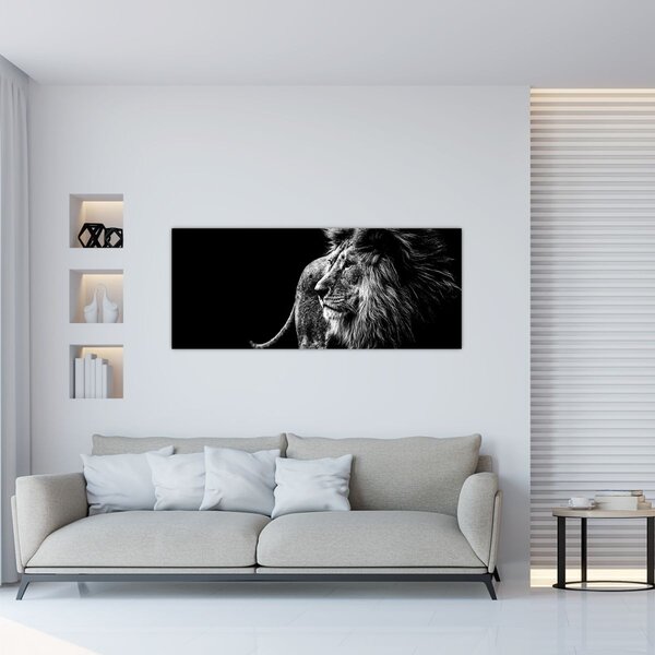 Slika - Lav, crno-bijeli (120x50 cm)