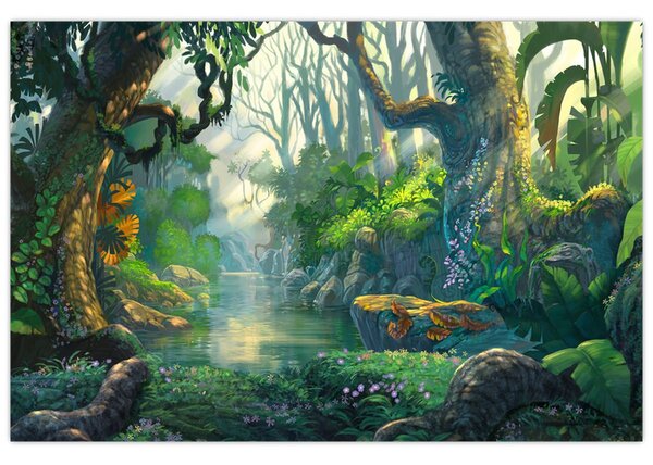 Slika - Ilustracija tropske šume (90x60 cm)