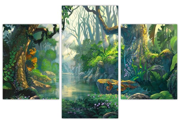 Slika - Ilustracija tropske šume (90x60 cm)