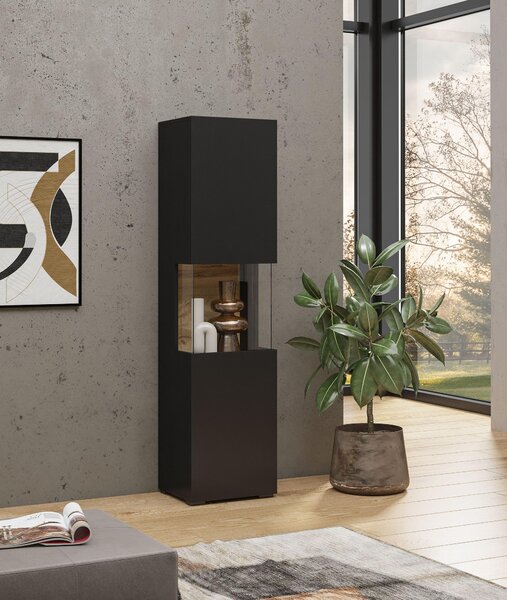 Zondo.hr Vitrina Avernic tip 05 (onyx crna + hrast wotan). Akcija -15%. 1042061