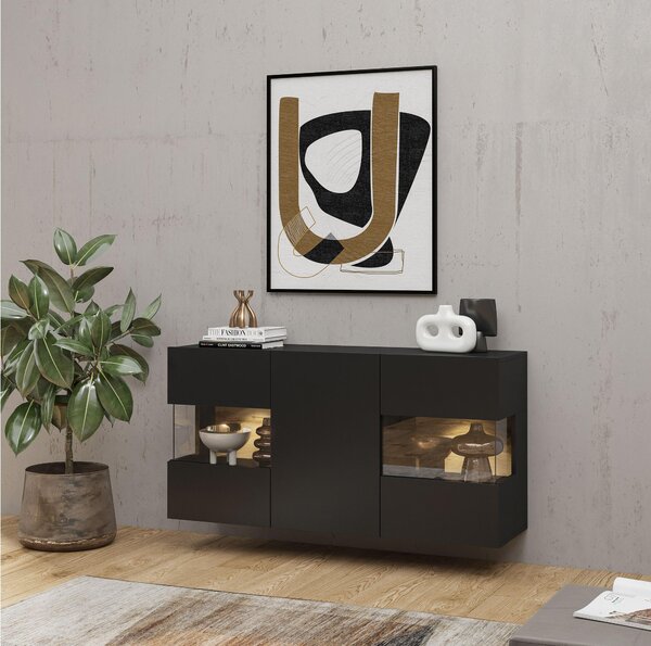 Zondo.hr Vitrina Avernic tip 25 (onyx crna + hrast wotan). Akcija -16%. 1042065